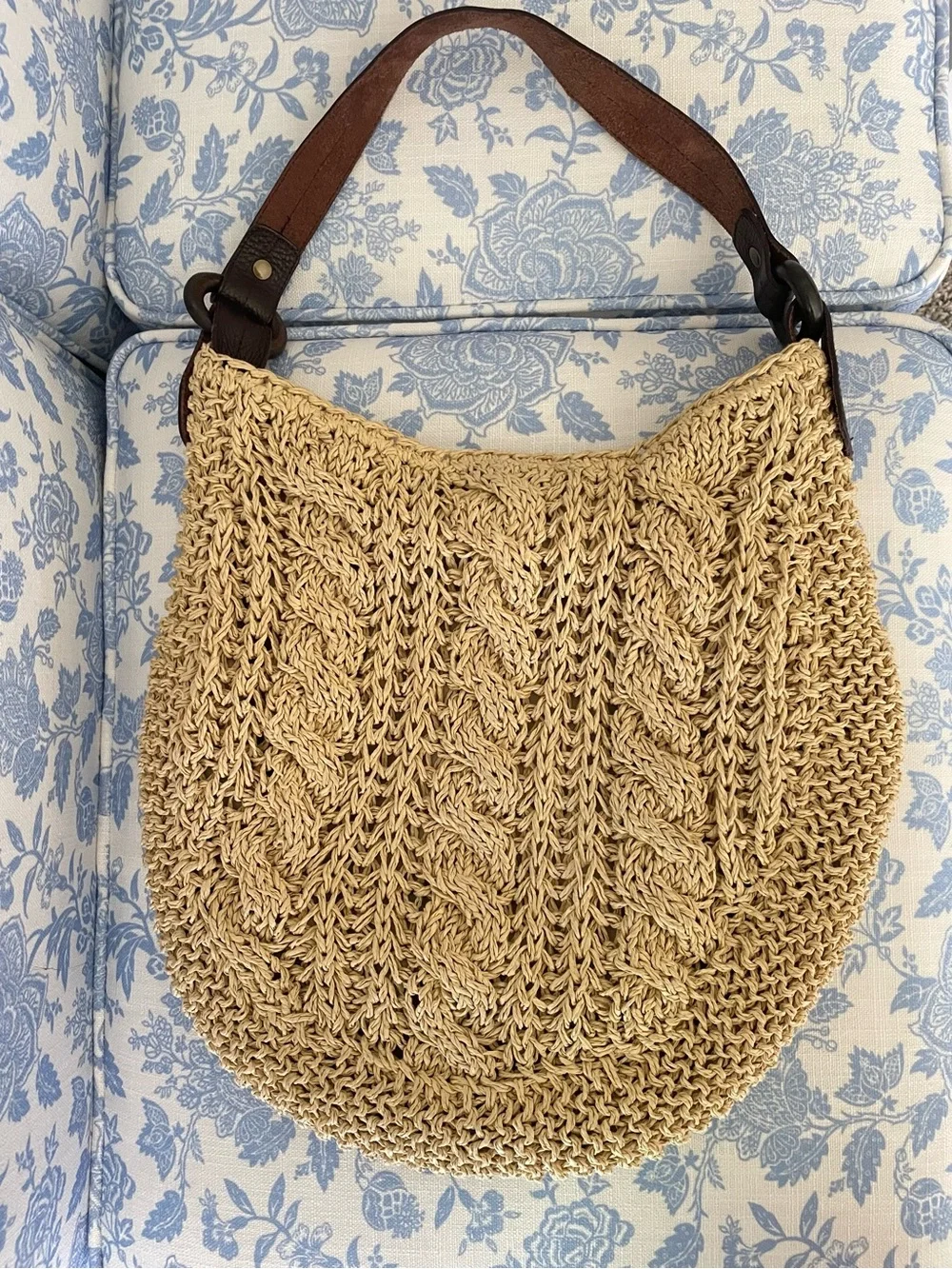 Gap Vintage Y2K Woven Straw Hobo Shoulder Bag Purse Beach Boho Neutral
